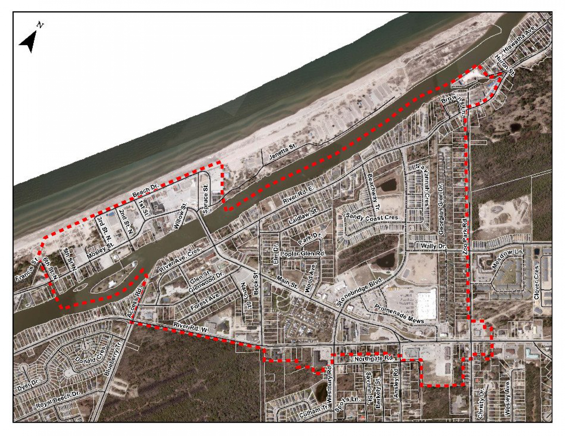 map of downtown Wasaga Beach